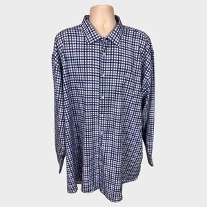 Shaquille O'Neal XLG Big Fit 20 36/37 Cooling Stretch Blue White Check Shirt